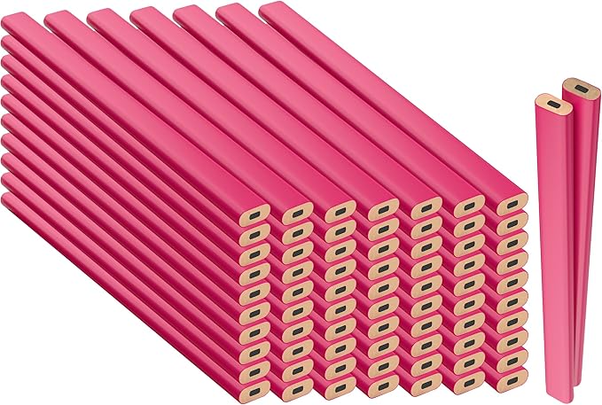 GRAPHITE Hard Lead Carpenter Pencils Bulk - (72) Pieces Lumber Wooden Pencil #2 (HB) - Neon Pink