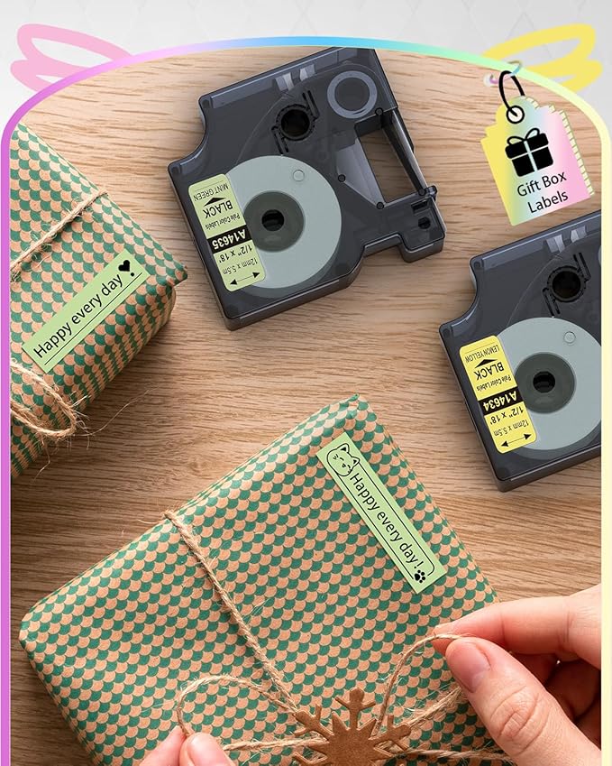 Anycolor 6-Pack Compatible with Dymo D1 Label Tape 12mm 0.47" D1 Label Maker Refills Work with DYMO LabelManager 160 280 420P COLORPOP Labeler