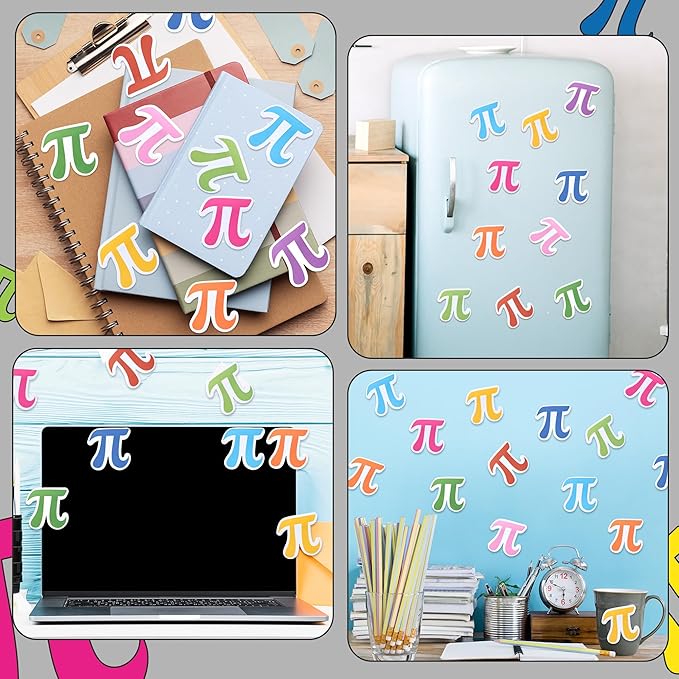 CJiangpo 30Pcs Pi Day Sticky Notes Pads, 600 Sheets Colorful Self Stick Notepad Memo Pads Cute Funny Page Marker Classroom Rewards Pi Day Math Party Favors Filler Gifts for Kids