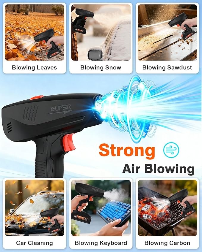 Viewmax Cordless Electric Air Duster - Mini Blower Compatible with Makita 18V Battery, 150,000RPM Compressed Air Duster with Brushless Motor, 20V Rechargeable Dust Cleaner for Keyboard, Computer, Car