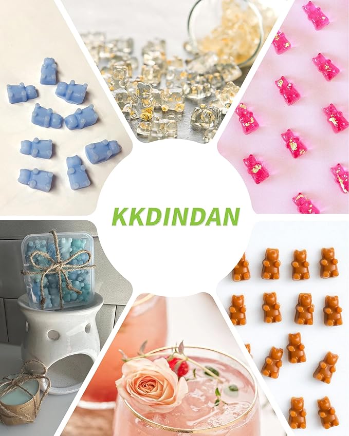 Gummy Bear Silicone Molds 4 PCS, KKDINDAN Mini Size Chocolate Gummy Molds with 2 Droppers, BPA Free Food Grade Platinum Silicone Molds, Nonstick Candy Molds