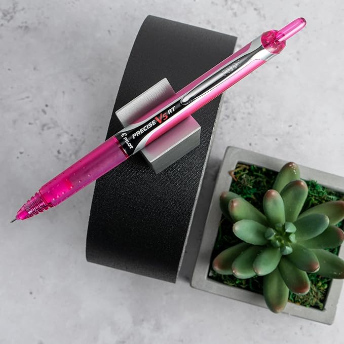 PILOT Precise V5 RT Refillable & Retractable Rolling Ball Pens, Extra Fine Point Pens, 0.5 mm, Vibrant, Pack of 8 - Ideal for School, Journaling & Office Writing