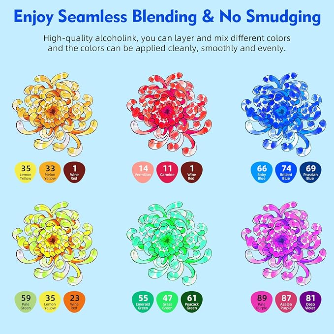HOMSAILMO-60 Color Alcohol Marker Painting Set, Chisel and Exquisite Double Headed Adult Coloring Pen, Non Bleeding, Creative Drawing, Sketching, Illustration, Card Making, Artist Gift, Ergonomic Grip