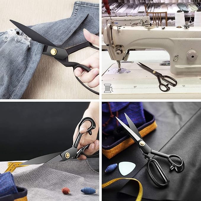 BIHRTC 11 Inch Fabric Professional Stork Tailor Scissors - Stainless Steel Sharp Dressmaker Heavy Duty Scissors for Leather Sewing Shears Tailoring
