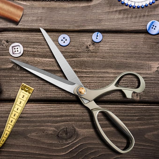 9.5 Inch Sewing Scissors,Heavy Duty Tailor Scissors Shears Ultra Sharp Fabric Scissor Comfort Grip Household Scissor for Cutting Fabric, Leather Raw Materials（Silver）