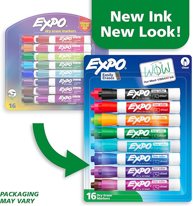 Expo Low Odor Dry Erase Markers Assorted Colors Chisel Tip - Pack of 16