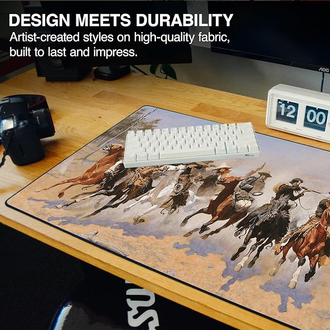 MPCO. Western Large Gaming Desk Pad - 36" x 17" Aeroglyde Fabric Dash Desk Mats - Non-Slip, Washable, Smooth Glide for Precision Gaming & Work