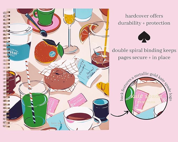 Kate Spade New York Large College Ruled Notebook, 11" x 9.5" Spiral Notebook with 160 Pages