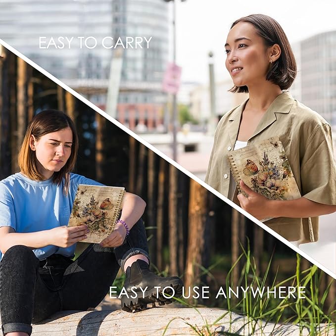 Vintage Butterfly Spring Spiral Notebook, Butterfly Journal, Butterfly Notebook, Butterfly Notebooks for School, Butterfly Floral Office Supplies Gifts for Women Coworkers, 5.5x8.3 Inch