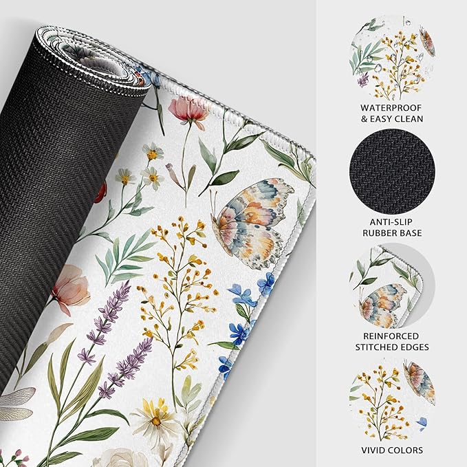 Flower Large Gaming Mouse Pad 31.5"x15.7"｜ Weed Floral Plants XXL Desk Mat, Non-Slip Rubber Base & Stitched Edges - Extended Waterproo Mousepad for PC/Laptop/Office/Home Decor