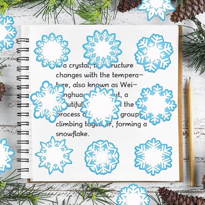 Christmas Snowflake Sticky Notes, 240 Pages Snowflake Self Adhesive Memo Pad Christmas Snowflake Sticky Note Self Stick Notes Memo Pads for Home, School, Office -12 Designs