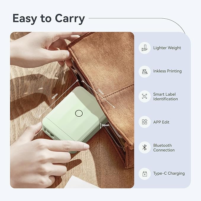 NIIMBOT D110 Upgraded Version Mini Label Maker Machine with Tape, Portable Bluetooth Thermal Printer, Sticker Labeler with Multiple Templates for Office Organization Home Kitchen School, Green