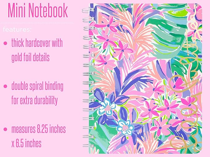 Lilly Pulitzer Hardcover Mini Spiral Notebook, 8.25" x 6.5" Small Journal with 160 College Ruled Pages, It Was All A Dream