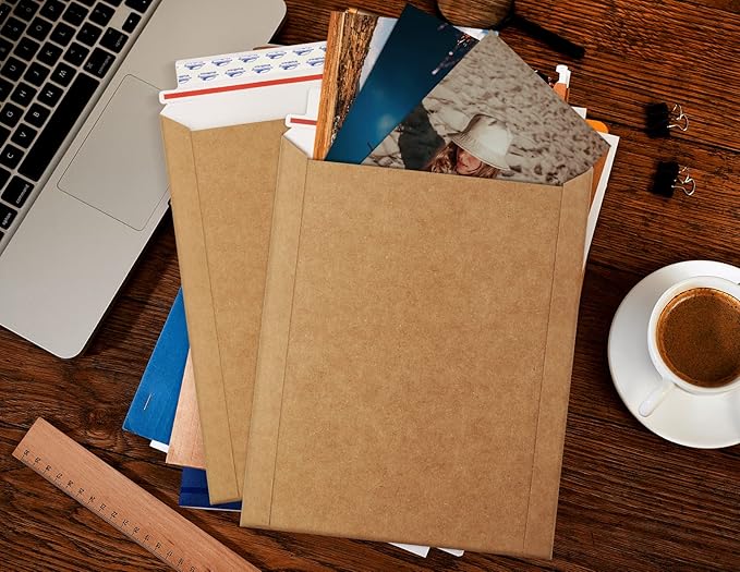 ValBox 9x11.5 Self Seal Photo Document Mailers 25 Pack Stay Flat Brown Cardboard Envelopes, 9.25 x 11.75 Inches