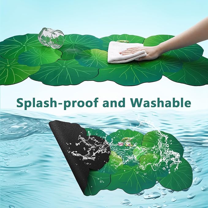 HAOCOO Cute Frog Desk Mat, Scalloped Desk Matt for Desktop, Large Mouse Pad for Desk, Non-Slip Keyboard Mat, Green Desk Mat with Stitched Edge, Kawaii Mouse Pad for Office (35.4" × 15.7")