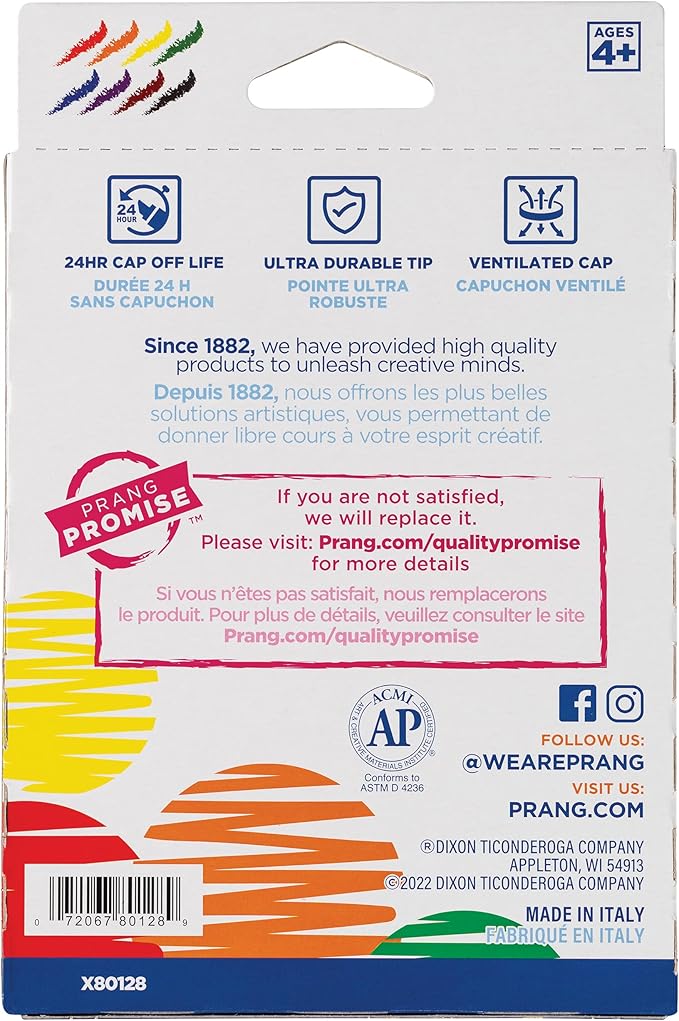 Prang Classic Art Markers, Bullet Tip, Assorted Colors, 8 Count