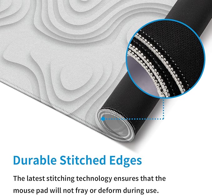 Solid Geometry Large Gaming Mouse Pad White Mouse Pad Gaming Big Desk Pad Desk Mat with Stitched Edge 31.5''x11.8'' Computer Mousepad Waterproof Desk Protector