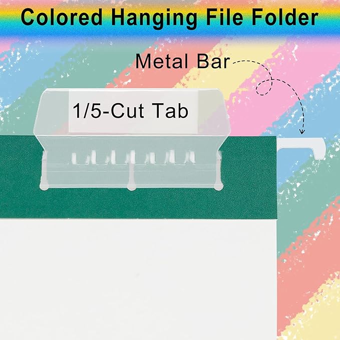 Green Hanging File Folders 6 Pack Letter Size File Folders with 1/5-cut Tabs,Stay Organized for Your Home and Office Bulk File and Documents