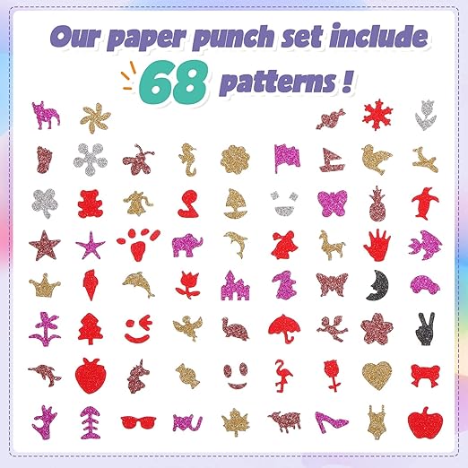 Geyee 68 Pieces Scrapbook Paper Punch Hole Punches Shape Mini Gift Card Punch Small Scrapbooking Shape Cutters for Nail Stamp Supplies DIY Craft Fun Projects, 68 Styles