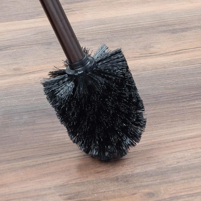 JS Jackson Supplies Sleek Toilet Brush and Holder with Metal Handle - Bronze