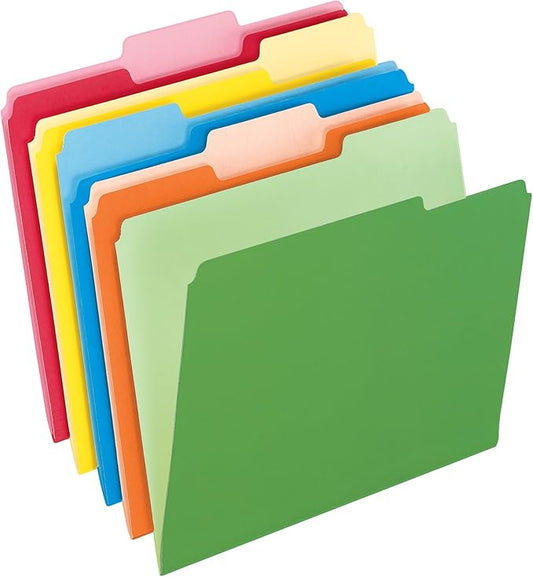 Pendaflex Two-Tone Color File Folders, Letter Size, Assorted Colors, 1/3 Cut, 100 per box (152 1/3 ASST)