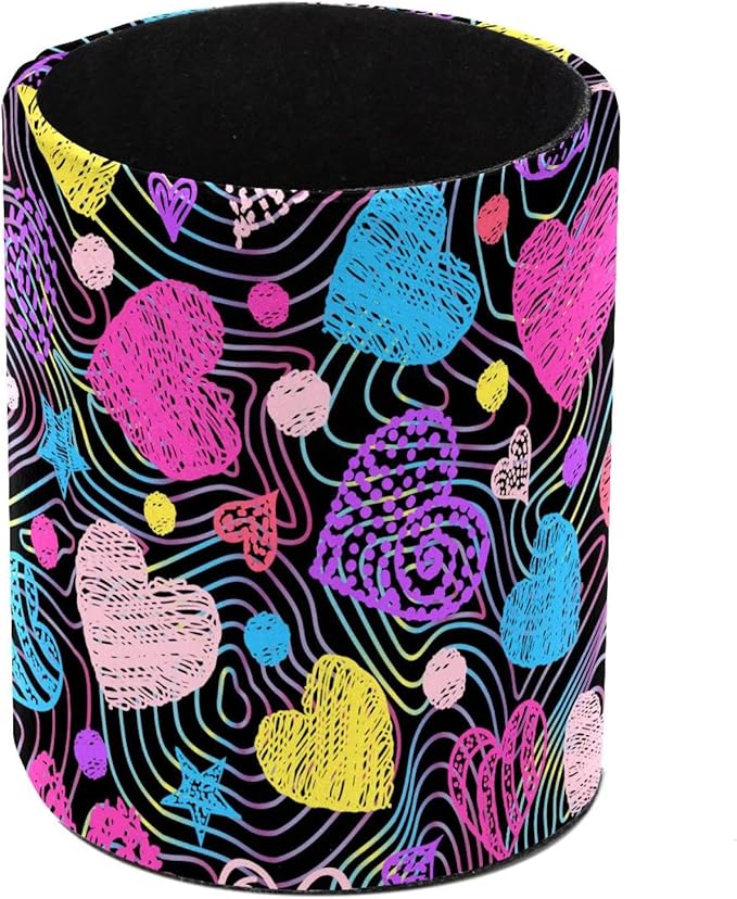 Pen Holder Pencil Holder for desk, Round Desktop Organizer Heart Valentine's Day Pencil Cup for Office, School, Home and Stationary Supplies