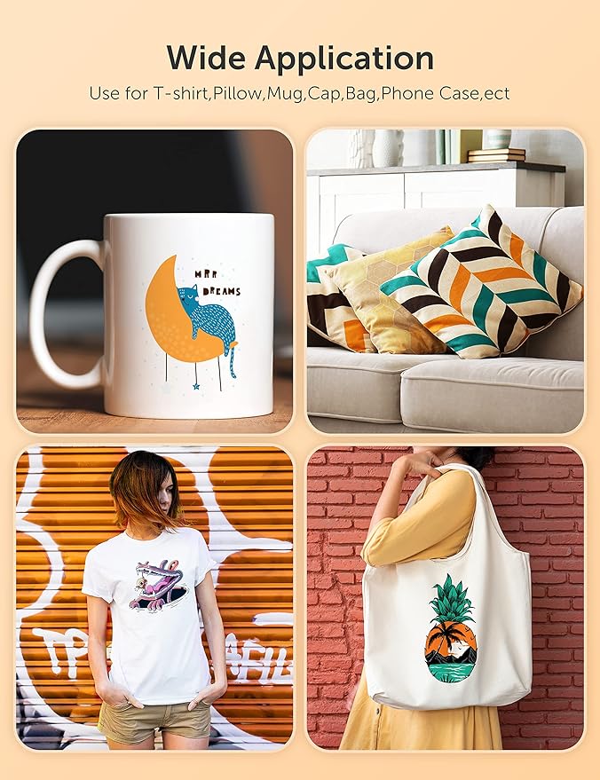 Hiipoo Sublimation Ink Set with 110 Sheet Sublimation Paper 8.5x11” 120G, 2 Pack Teflon Sheet, Heat Tape Compatible for Inkjet Printer ET-2720 ET-2760 ET-2800 ET-2803 ET-2400 ET-4700 ET-4800 ET-15000