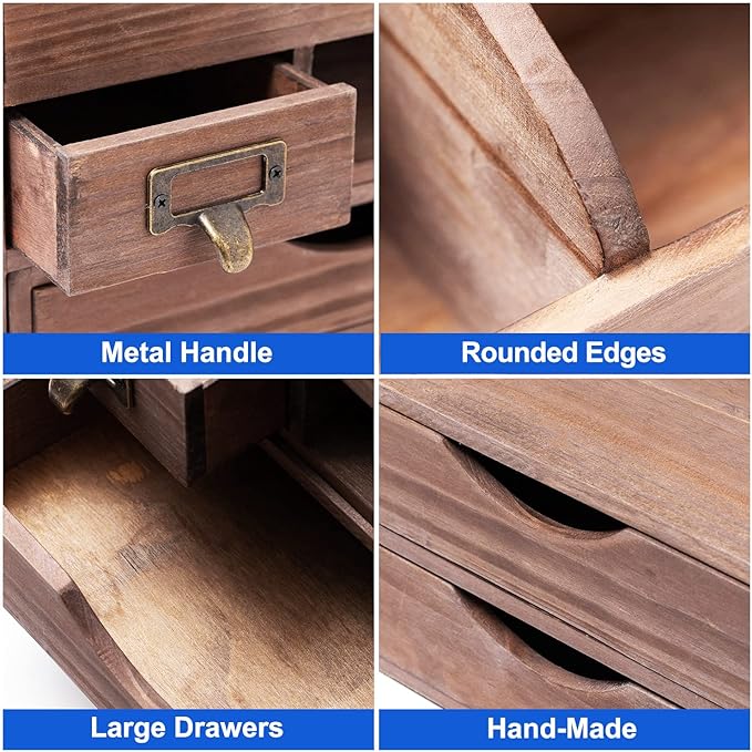 Executive Office Solutions Adjustable Wooden Desk Organizer For Desktop, Tabletop, Office or Counter – Wood Storage Shelf Rack For Office Supplies, Desk Accessories, or Mail – Brown