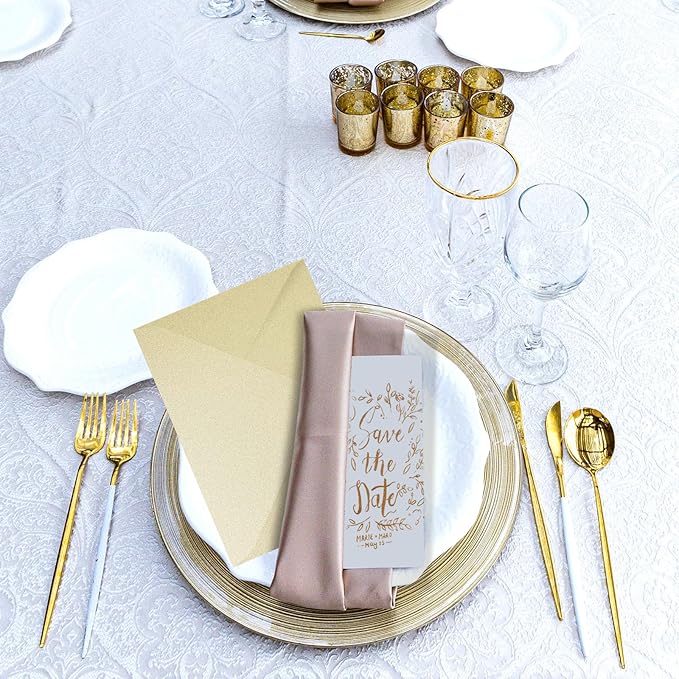 Shimmer Cream Envelopes 5.25 x 7.25 inches 100 PCS, Goefun A7 Euro Flap Envelopes with Gummed Seal for 5 x 7 Cards, Anniversaries, RSVP Invite, Wedding