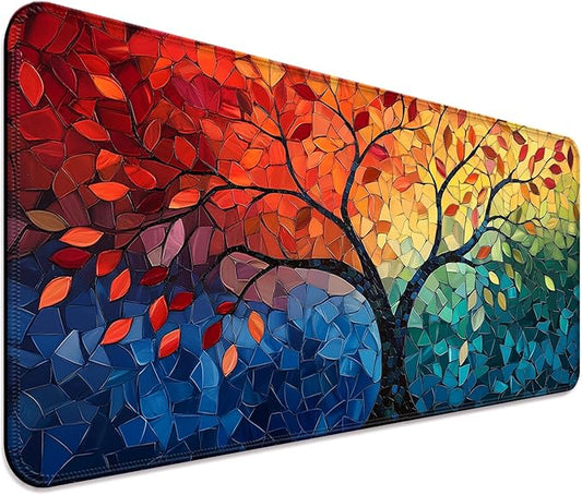 Fantasy Tree of Life Gaming Desk Mat, Computer Keyboard Large Extended Long Abstract Mouse Pad for Office and Home, XL (W04)