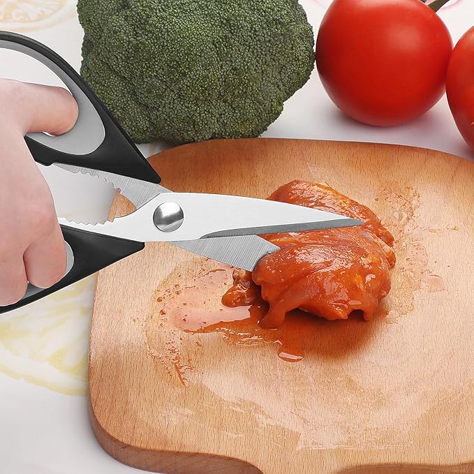 Kitchen Scissors, Stainless Steel Blades, Soft Grip, Multi-Purpose Heavy Duty Kitchen Scissors Set, Black/Grey, 2 Piece Set