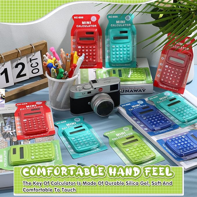 LEIFIDE 24 Pack Pocket Calculator Small Bulk Basic 4 Function Calculator 8 Digit Display Battery Powered for Desktop Home Office School Student Kids(Classic Colors)