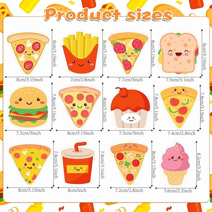 Pizza Sticky Notes, 240 Pages Cute Pizza Self Adhesive Memo Pad Pizzas Sticky Note Self Stick Notes Memo Pads for Home, School, Office -12 Designs