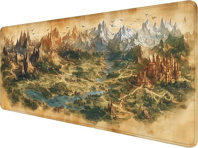 Game Map Gaming Mouse Pad Desk Pad Fantasy Treasure Map Ancient Scroll Mouse Pad Large Mousepad Extended Laptop Keyboard Mat Gaming Desk Pad Mouse Mat Office Computer Keyboard Laptop Home 31.5"x11.8"
