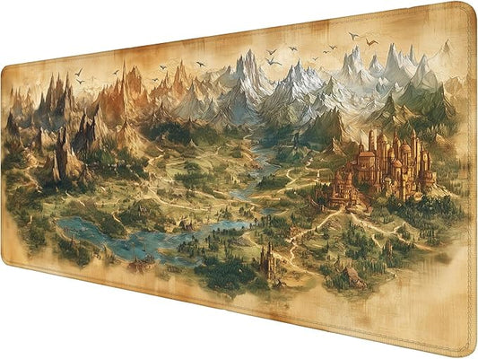 Game Map Gaming Mouse Pad Desk Pad Fantasy Treasure Map Ancient Scroll Mouse Pad Large Mousepad Extended Laptop Keyboard Mat Gaming Desk Pad Mouse Mat Office Computer Keyboard Laptop Home 31.5"x11.8"