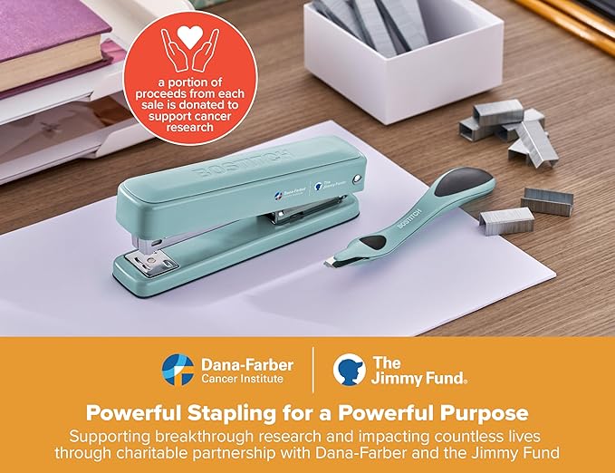 Bostitch Titan Heavy Duty Metal Stapler, 50 Sheet Capacity with 1250 Staples and Ergonomic Staple Remover, Jam Free Stapling, Full Strip Stapler for Desk, Office and Classroom, Sage