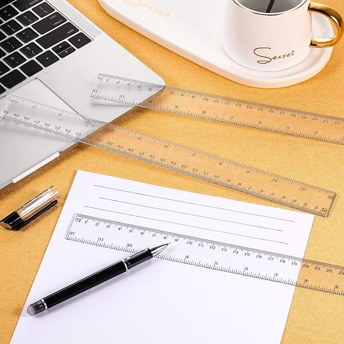 Chuangdi 20 Pieces 12 Inch Rulers Bulk Plastic Colorful Rulers for Kids Student Classroom School Office(Clear Color,Classic)