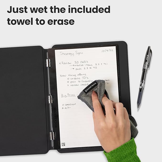 Rocketbook Pro 2.0 Reusable Professional Smart Notebook, Letter Size 8.5x11, Black - Lined & Dot Grid Pages, App-Connected, Erasable, Premium Cover, Ideal for Work Notes and Business Meetings