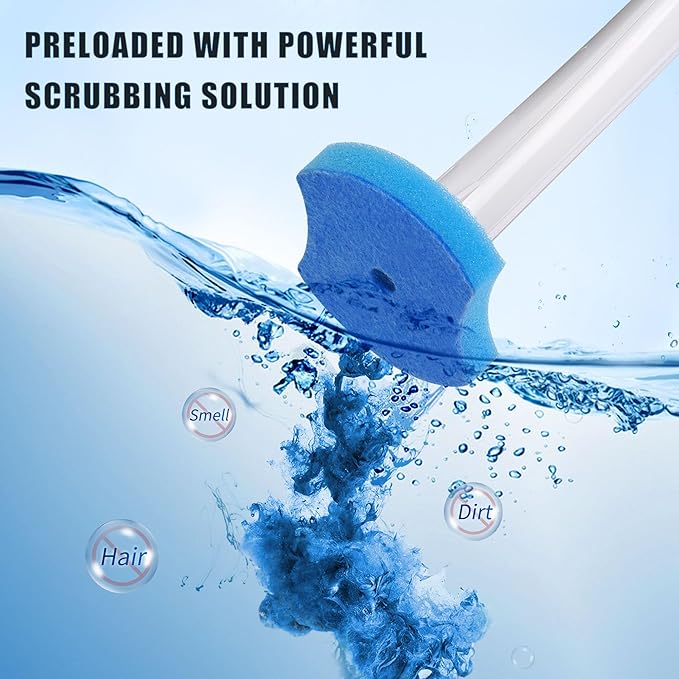Hisucbetter Disposable Toilet Brush and Holder with 32 Toilet Bowl Wand Refills Loaded Scrubbing Solution for Toilet Cleaning, Bathroom Cleaning Supplies Set, Black(1-Pack)