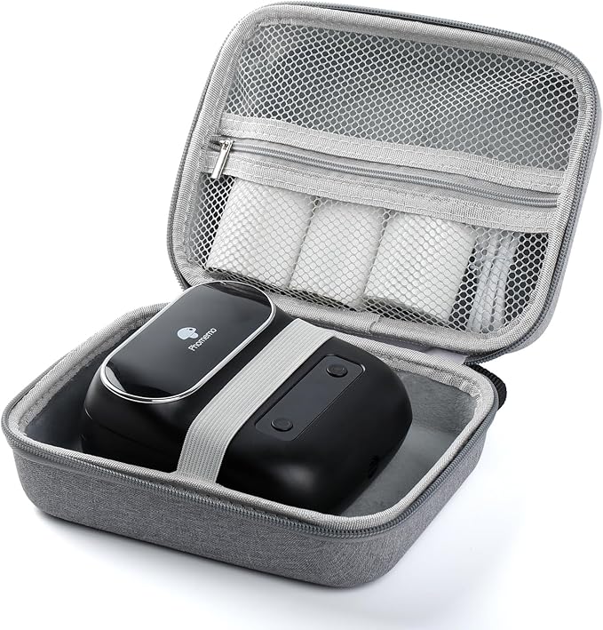 Phomemo EVA Hard Case for Label Maker Printer M110/M120/M150/M220/M250/M100/M221, TP31 Tattoo Stencil Printers - Holder for Label Machines with Tape, with Mesh Pocket for Accessories (Case Only)