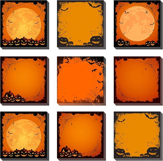 9 Pieces Halloween Sticky Note Halloween Note Pads with Spider Pumpkin Bat 450 Pieces of Self Adhesive Removable Memo Pads, 50 Sheets Each for Halloween School Office Home Students Teacher Presents