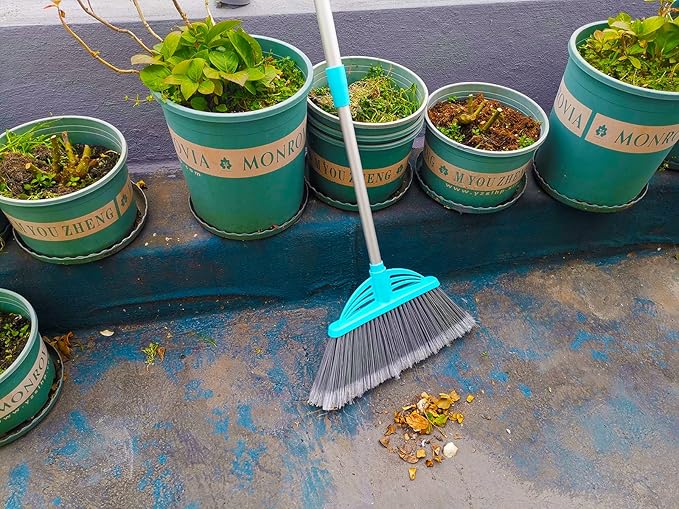 Xifando Three-Section Telescopic Aluminum Alloy Rod Long-Handled Broom (Light Blue)