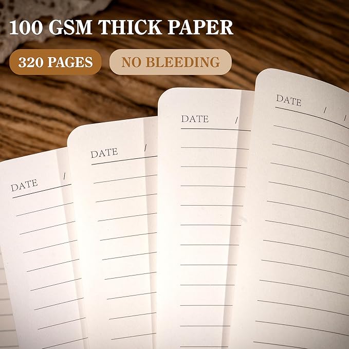 CAGIE Lined Journal Notebook for Men Women 320 Pages Leather Journals for Writing A5 Thick Hardcover Journaling Notebooks for Work Note Taking Diary, 5.7x8.3 in, Brown