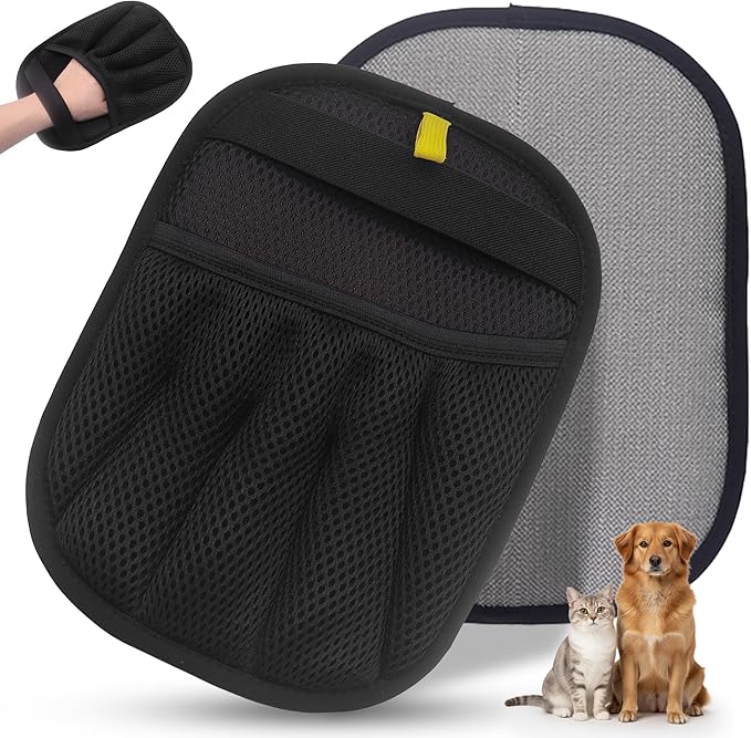 Choodeks Pet Hair Removal Gloves for Dogs and Cats, Reusable Electrostatic Grooming Tool, 2-Piece Set for Furniture, Clothing, Car Seats Reusable 2-in-1 Design, 2 Pack
