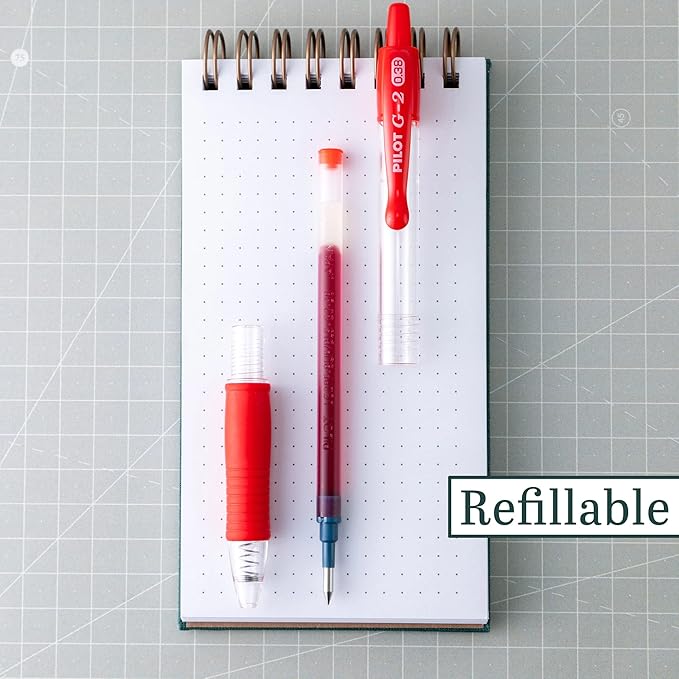 Pilot G2 Premium Gel Roller Pens, Ultra Fine Point 0.38 mm, Red Pens, Pack of 12 - Ideal for School, Journaling & Office Writing
