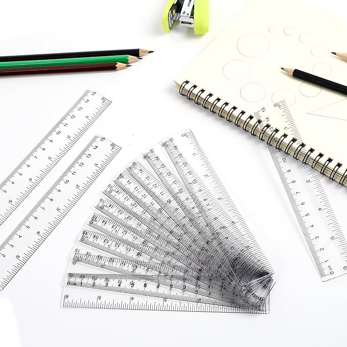 150 Pcs 6 Inch Ruler Bulk Clear Plastic Small Rulers for Classroom with Inches and Centimeters Mini Plastic Flexible Straight 6 Inch Ruler for Students First Day Back to School Gift Office
