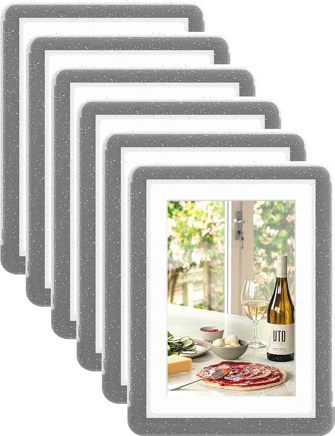 6-Pack 5x7 Picture Frame or 4x6 with Mat – Shatterproof Plastic Photo Frame for Family, Nursery & Playroom, Wall & Tabletop Picture Frames for Home Office, Safe Lightweight Design, in Crystal Black