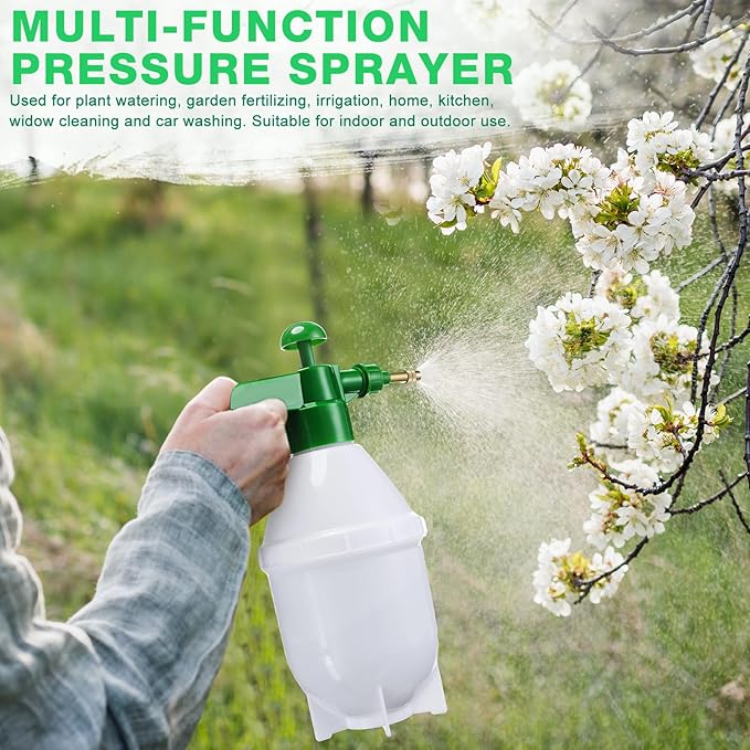 2 Pcs 50 oz Handheld Pump Spray Bottle Garden Spray Bottles Lawn Pressure Hand Pump Sprayer with Adjustable Nozzle for Chemicals Watering Weeds Garden and Car Detailing & Washing (Green)