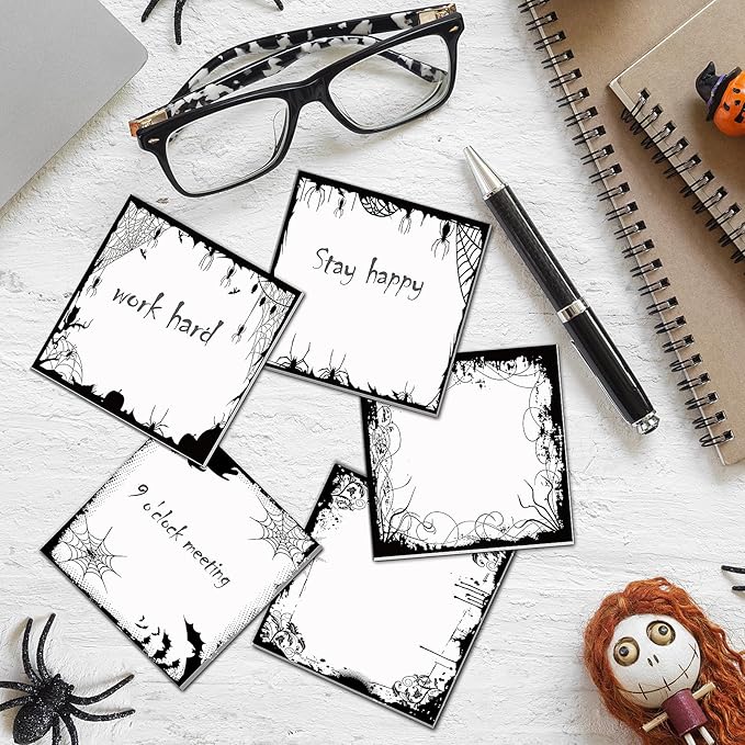 clothmile Halloween Sticky Notes Halloween Post It Notes with Spider Pumpkin Bat, Work-Study Notes, 450 Pieces of Halloween Self-Adhesive Removable Note Pads 9 Styles, 50 Sheets Each (Halloween-3)