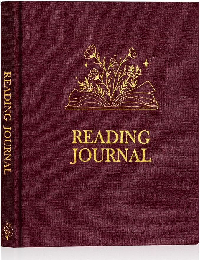 Lanpn Reading Book Journal for Book Lovers Readers, 158 Pages Linen Hardcover Books Tracker with 52 Reviews, 9.3" x 7.7" Read Log Notebook Bookish Gifts (Pruple)